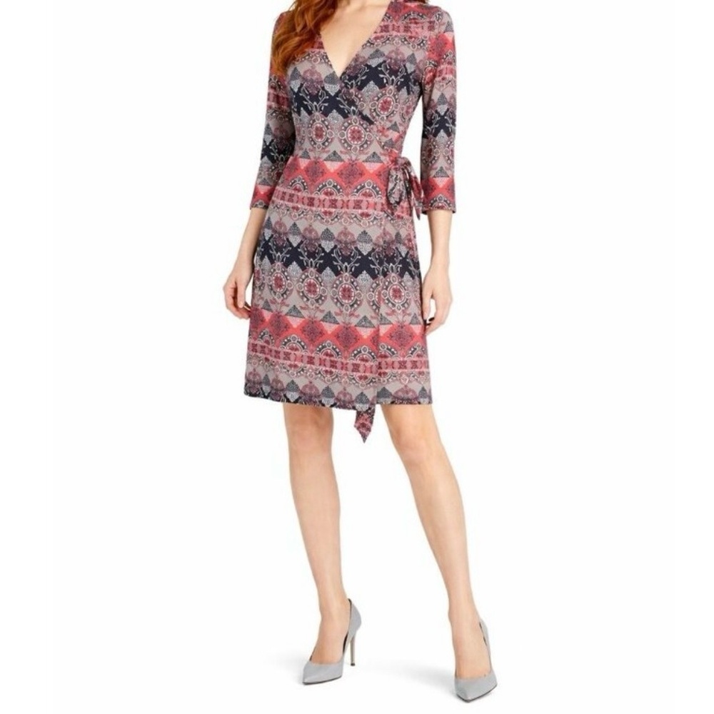 BANANA REPUBLIC Multicolor Medallion Print Jersey Knit Wrap Dress—SZ. Small